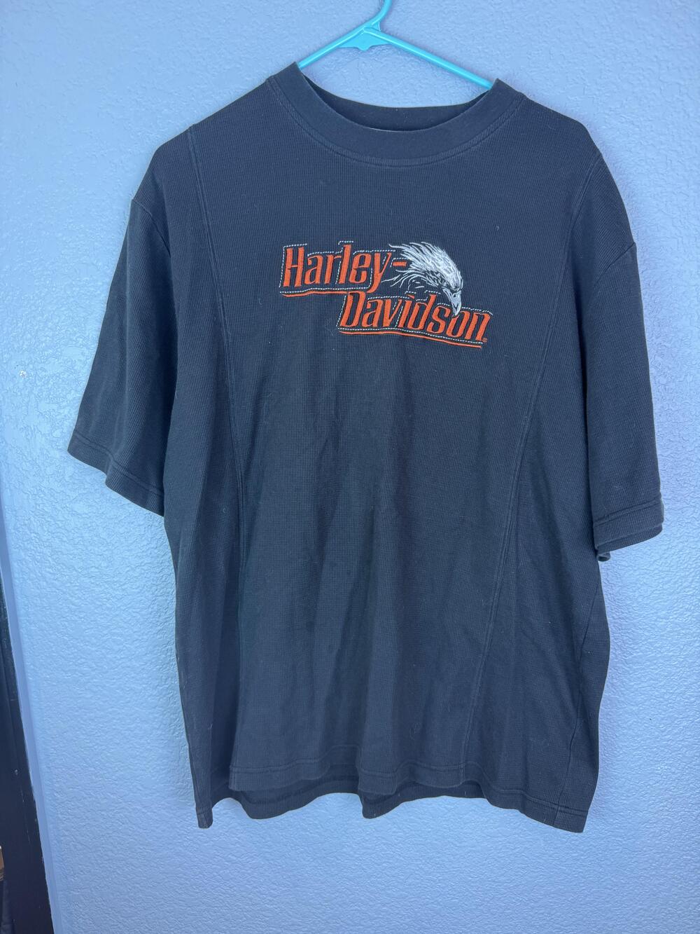 Harley-Davidson Shirt Mens Large Black Eagle Embroidered Motorcycle Biker Macau